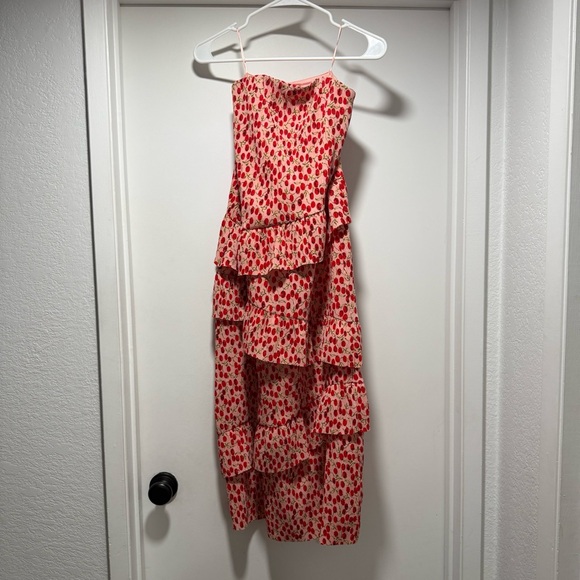 ASTR The Label Strapless Red Cherry Print Dress Size S EUC - Picture 4 of 4